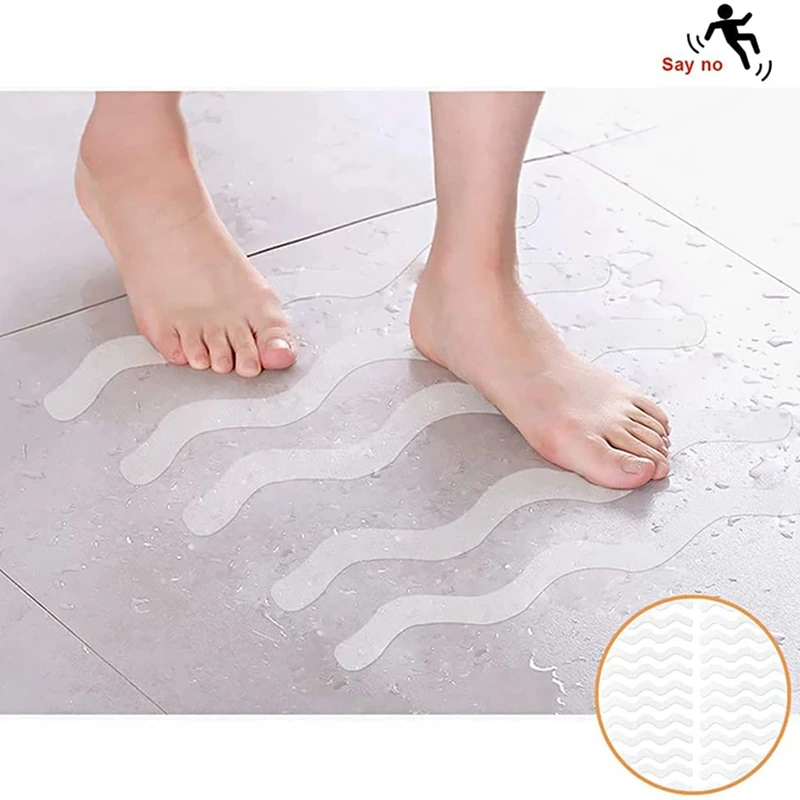 Anti-Slip Bath Grip Adesivos, Tiras Anti-Slip para Chuveiro, Raspador, Almofada para Piso de Banheira, Tapete de Fita, 24 Pcs