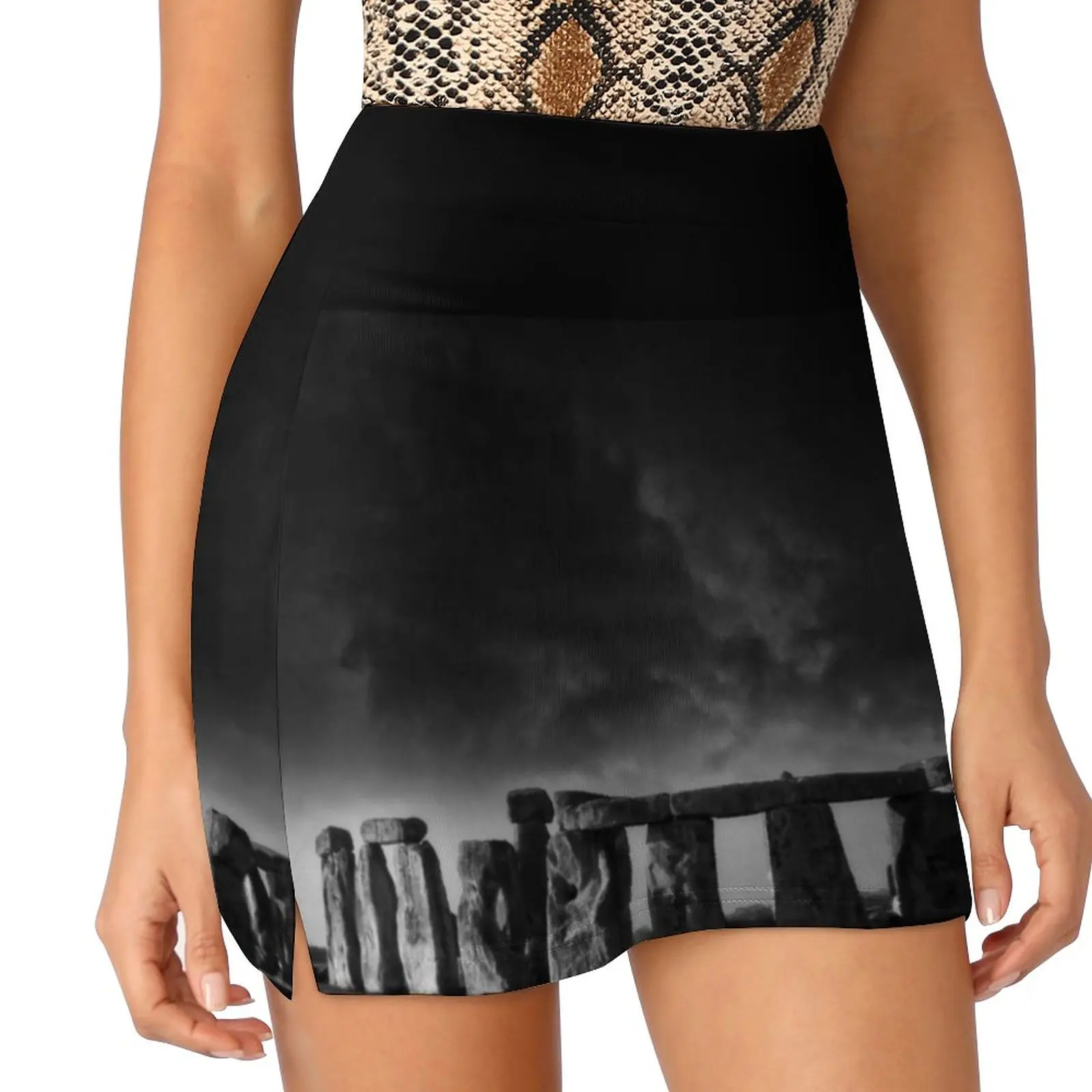 Stonehenge Monochrome 3 Women's skirt Mini Skirts A Line Skirt With Hide Pocket Color Colour Texture Hdr Detail Study Lounge