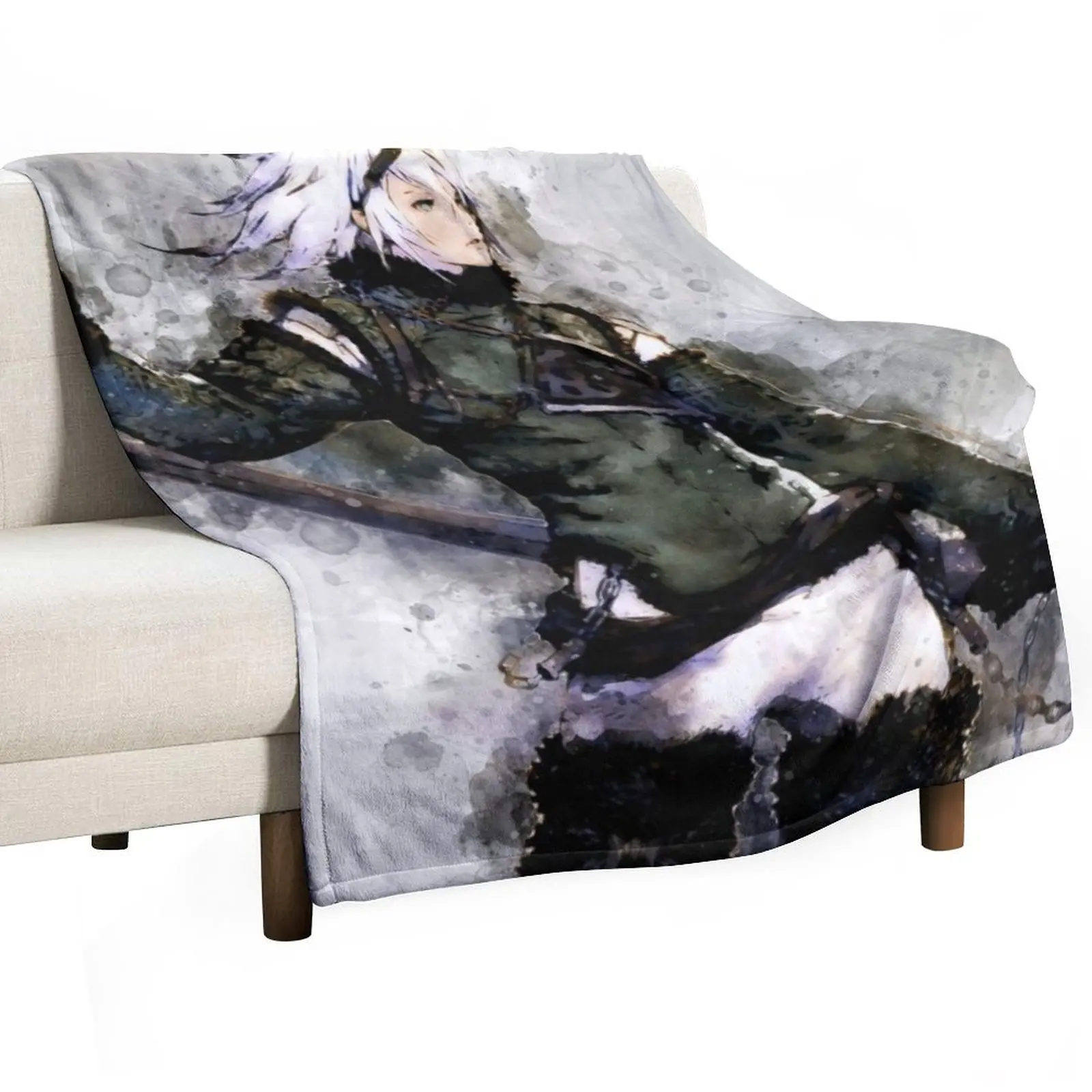 NieR Replicant - Protagonist *Watercolor* Throw Blanket Giant Sofa Retros wednesday Soft Blankets