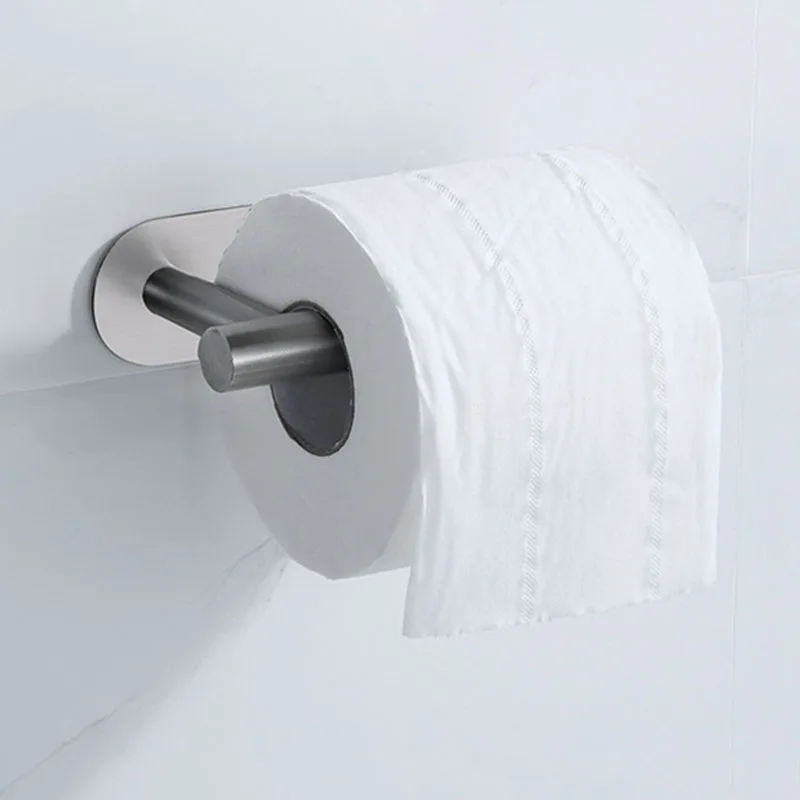 Portarrollos de papel higiénico negro, soporte de pared para inodoro, organizadores de acero inoxidable, soporte autoadhesivo para baño, estante de pañuelos sin perforaciones