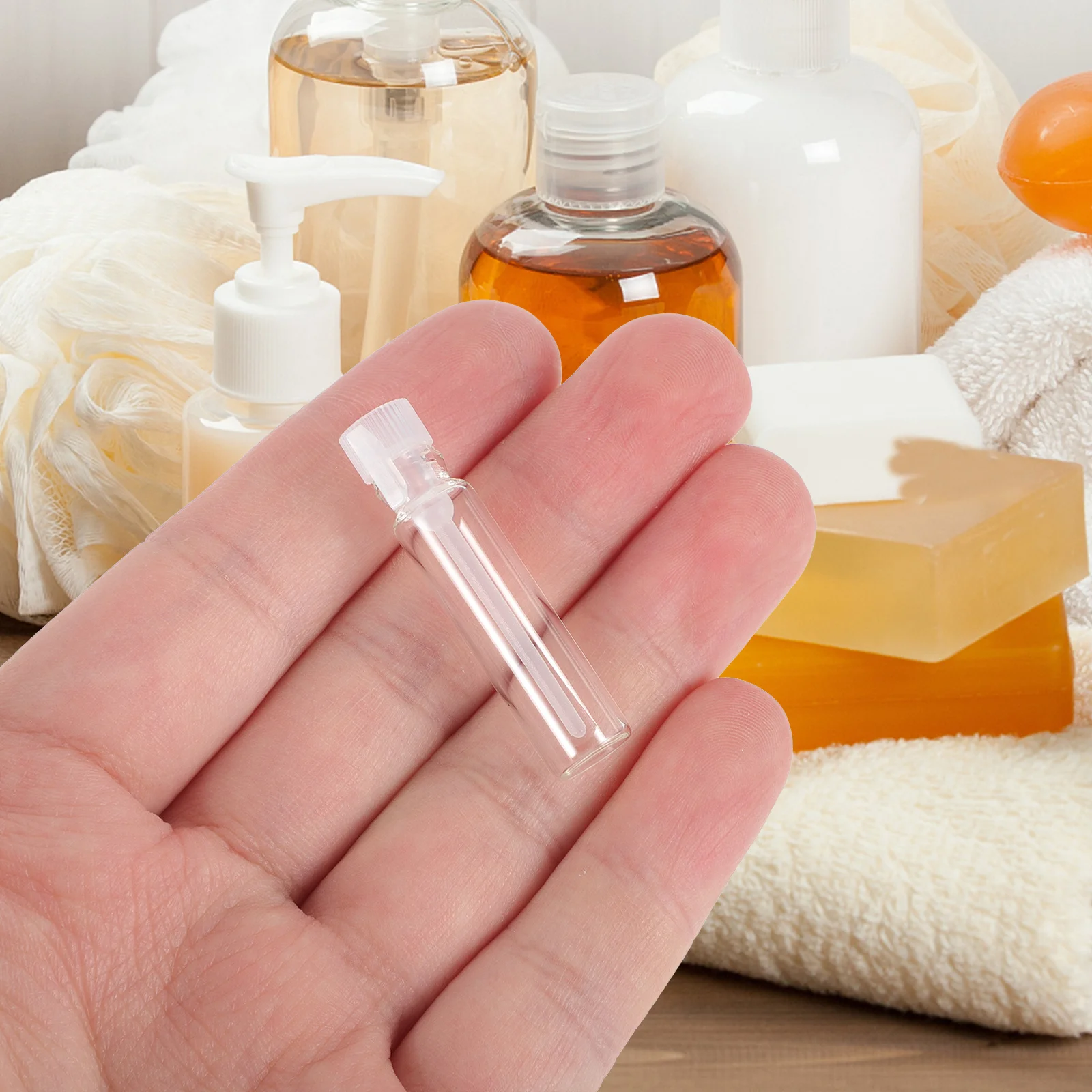 50Pcs Mini Refillable Perfume Bottles 1Ml Glass Sample Vials Empty Portable Travel Tube Bottle Set Empty Tube Bottle