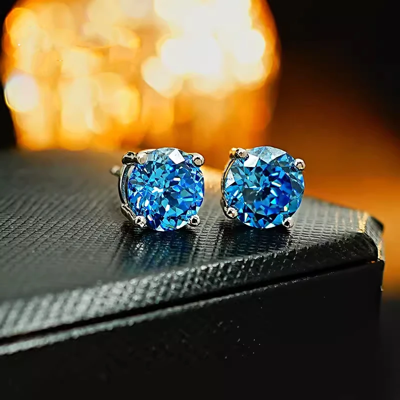 أقراط Paraiba الخضراء مكونة من 2 قيراط أقراط الماس المتلألئة مجوهرات فاخرة للنساء لحضور الأحداث والمواعدة