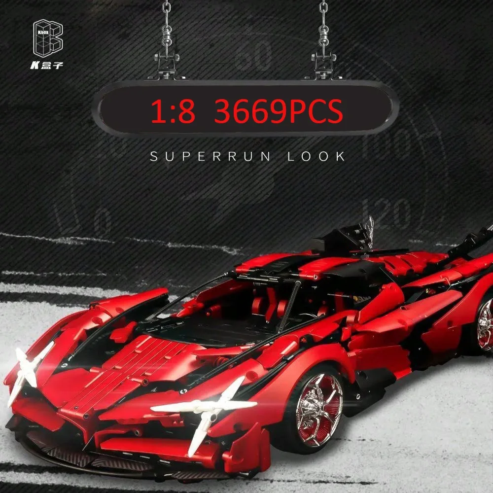 

Cool High-Tech Racing Car 3669PCS Building Block Model Children's Educational Red Supercar Assembled Toys Boys Holiday Gifts