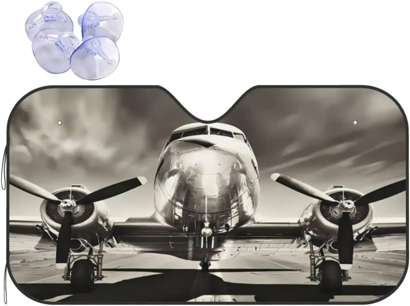 

Black and White Vintage Airplane Car Front Window Sunshade for Most Sedans SUV Blocks Max Uv Rays and Keeps Your Vehicle Cool