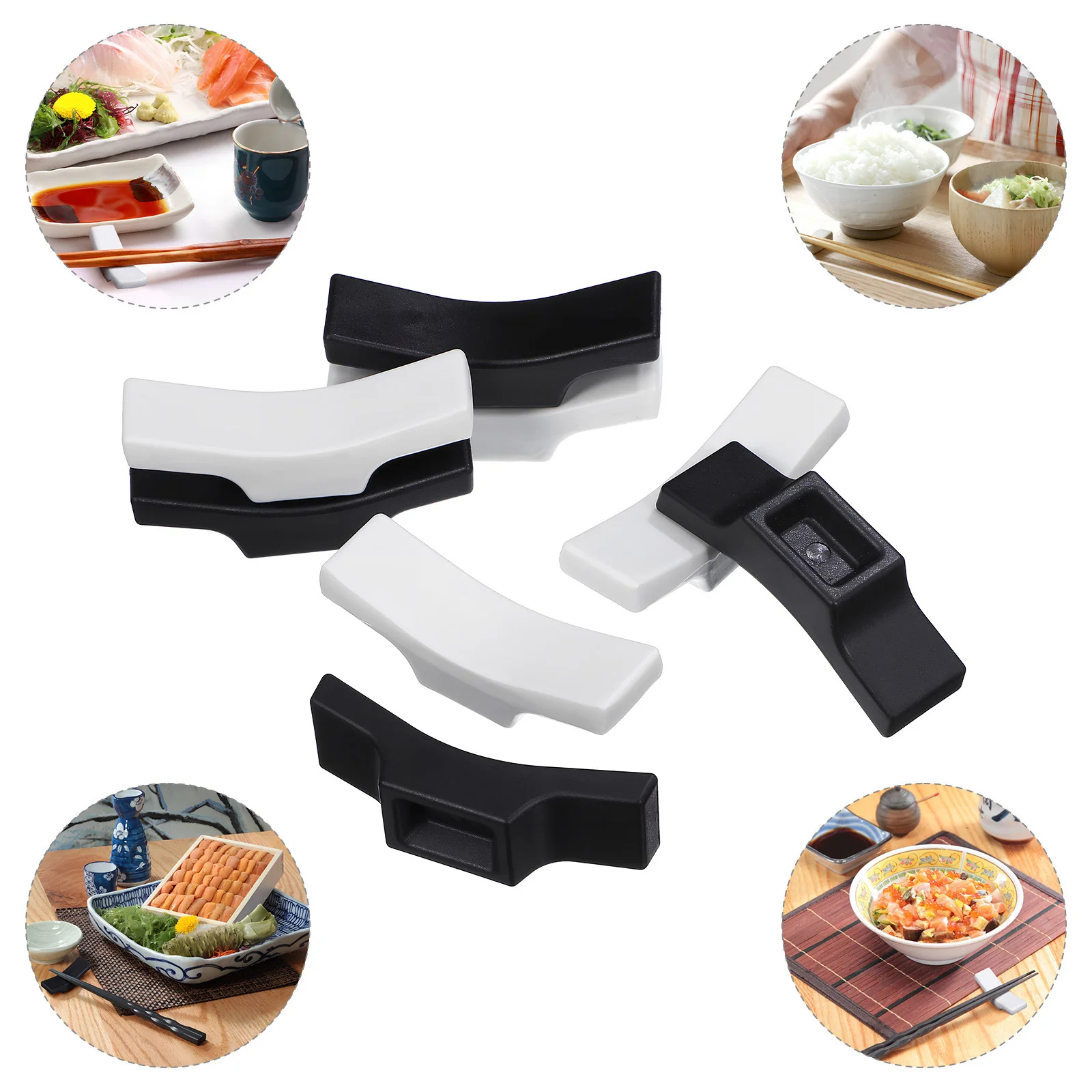 

8 pcs Chopstick Holder Metal Alloy Resin Non-Slip Base Tabletop Cutlery Organizer For Home Hotel Restaurant Party Kitchen Bar