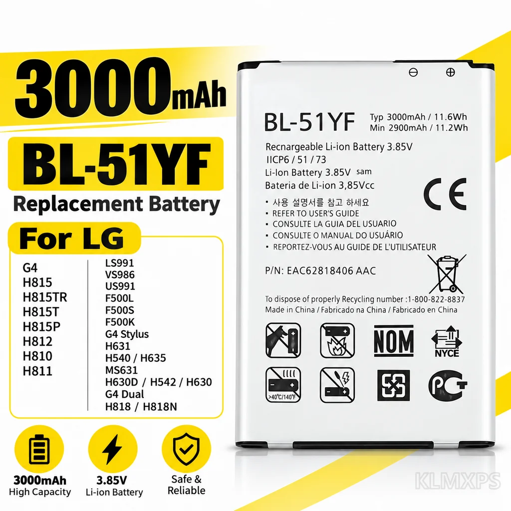 3000mAh BL-51YF Mobile Phone Replacement Battery For LG G4 H818 H810 H815 VS999 F500 F500K F500S F500L H630 H540