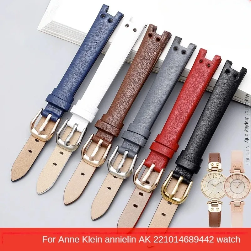 Genuine Leather Durable Waterproof Watch Band Women for Anne Klein  AK 2156 2157 Ak2618rgbk Replace Original Watch Strap