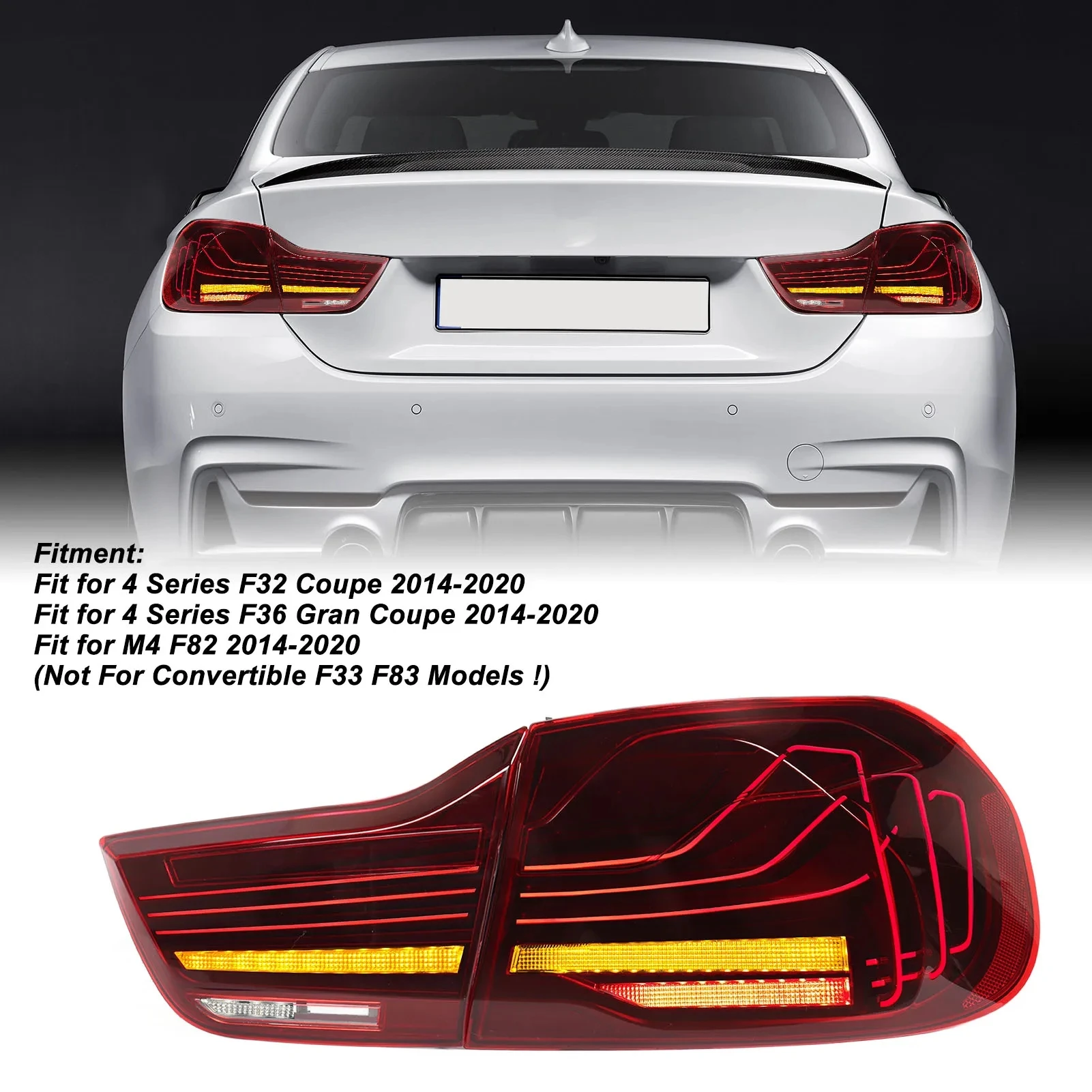 Car LED Tail Light Assemblies For BMW M4 F32 F82 480i 2014-2020 Auto Rear Fog DRL Brake Turn Signal Lamp Plug and Play