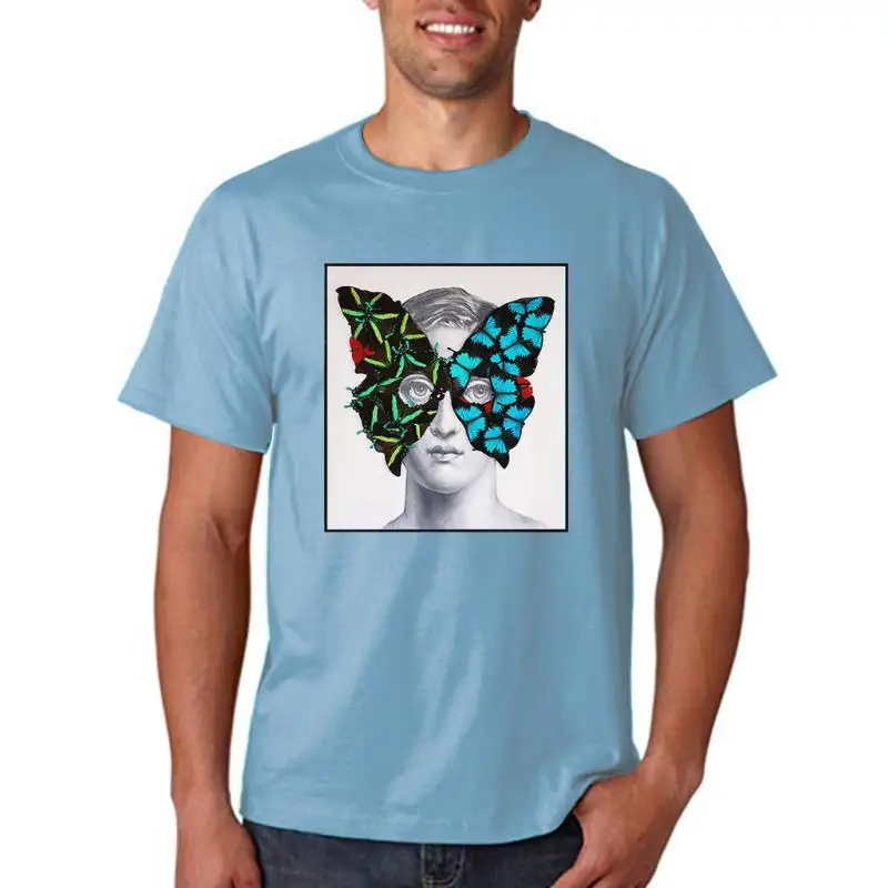 Two-Tone Butterfly Mask Prints Female T Shirts Casual Traveling Tshirt Creativity Clothing Aesthetic Crew Neck Womans T Shirts