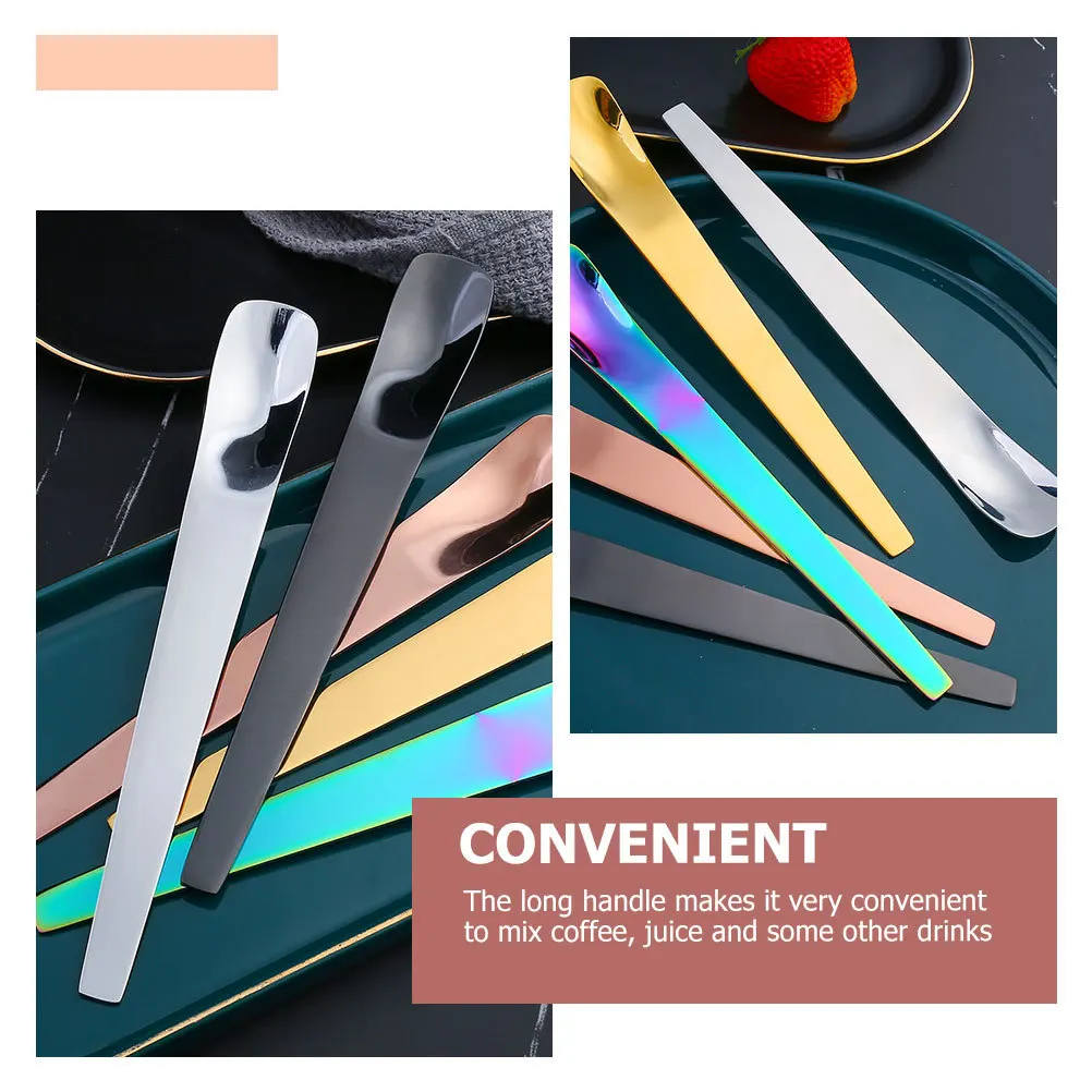 

2Pcs Long Handle Stainless Steel Dessert Spoons Ideal for Coffee Tea Yogurt Mixing and Serving Tools