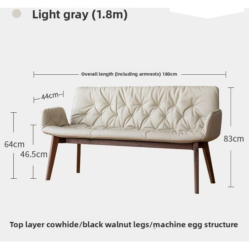 Solid wood first layer cowhide sofa chair dining chair soft backrest bench