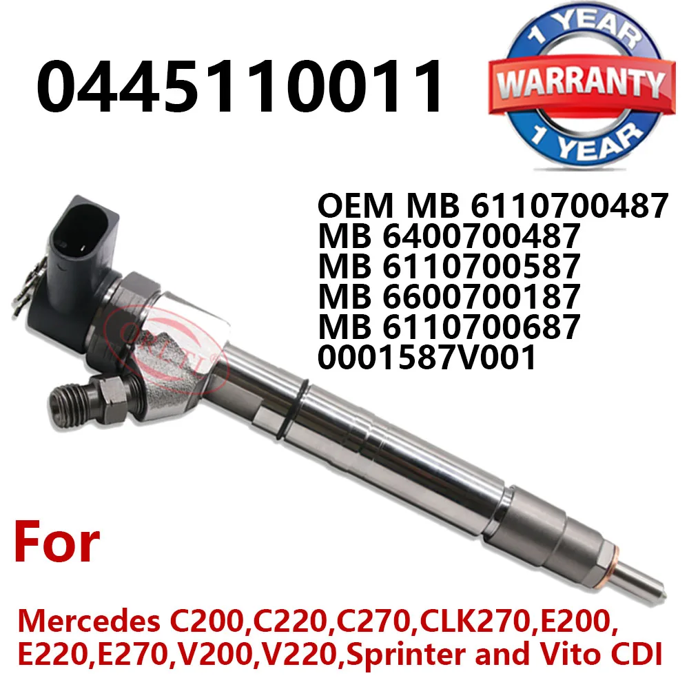 

0445110011 Diesel Injector 0445 110 011 Common Rail Injection 0 445 110 011 for Mercedes C200 6110700487 6110700587 0986435004