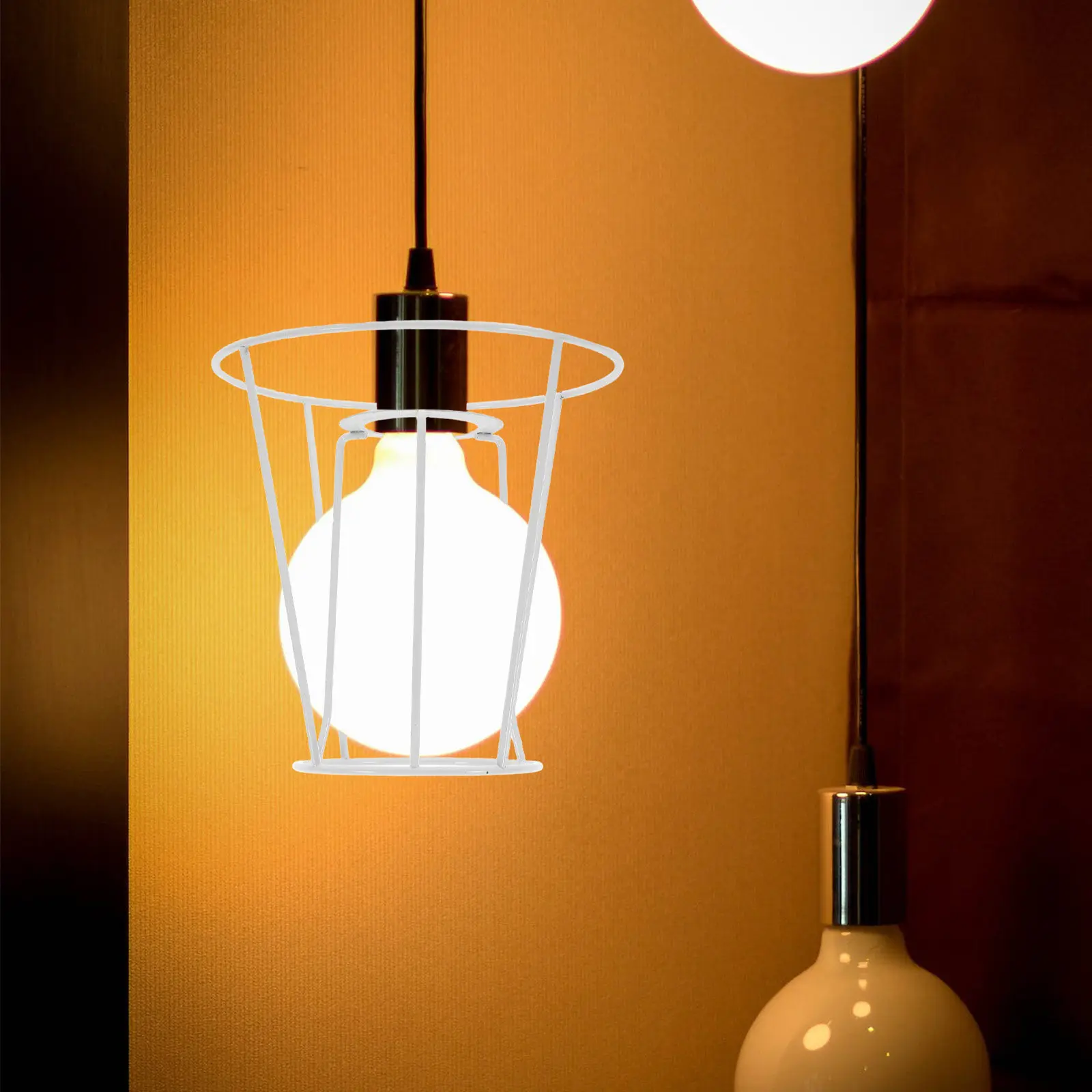 Unique Shape Iron Wire Lampshade Frame Hollow Out for DIY Ceiling Light Fixture Industrial Pendant Lamp Shade Cage Decorative