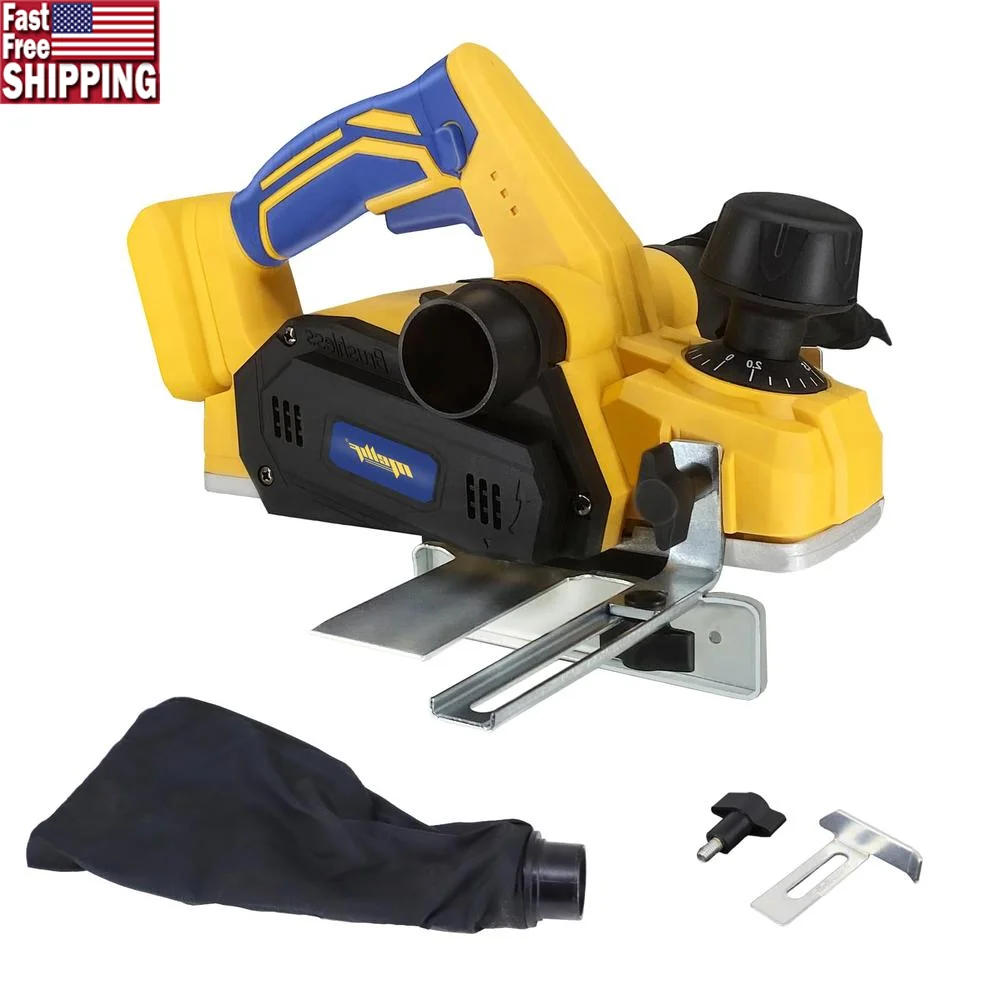 Handheld Cordless Electric Wood Planer 16000RPM Dewalt 20V Battery Compatible Blade Protector Dual Dust Collection V-Grooves