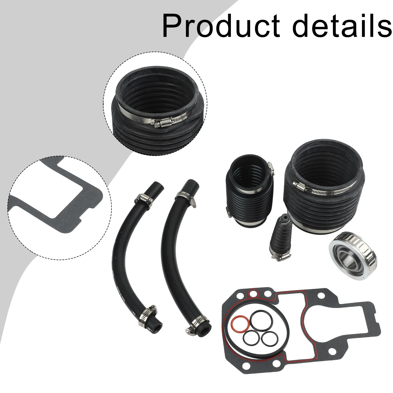 Transom Bellows Kit for MerCruiser For Alpha One Gen 1 with Rubber Bellows Stainless Steel Clamps and Water Intake Hoses