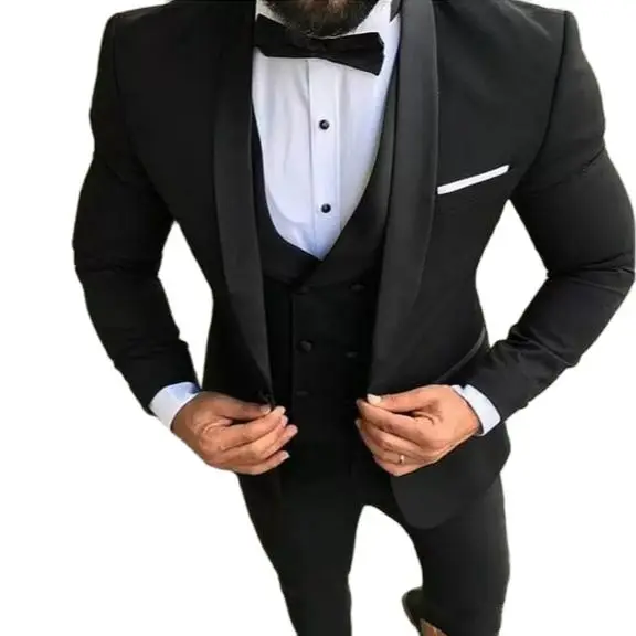 Trajes de boda clásicos para hombre, traje de novio de 3 piezas, esmoquin para novio, traje de boda (chaqueta + Pantalones + chaleco)