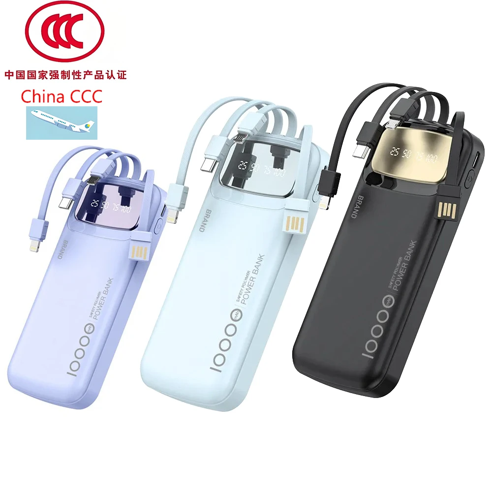 

Китайский аккумулятор CCC на 10000 мАч / 20000 мАч со встроенным кабелем Type-C | Цифровой дисплей, ультратонкий, портативный, идеальный внешний аккумулятор