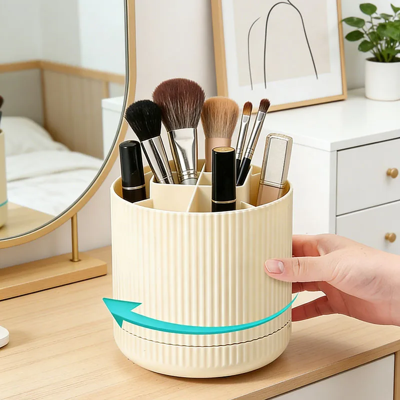 360° Rotating Makeup Brush Holder with 8 Slots Comestic Tools Organizer Spinning Cosmetic Brushes Storage Pen Holder for Vanity
