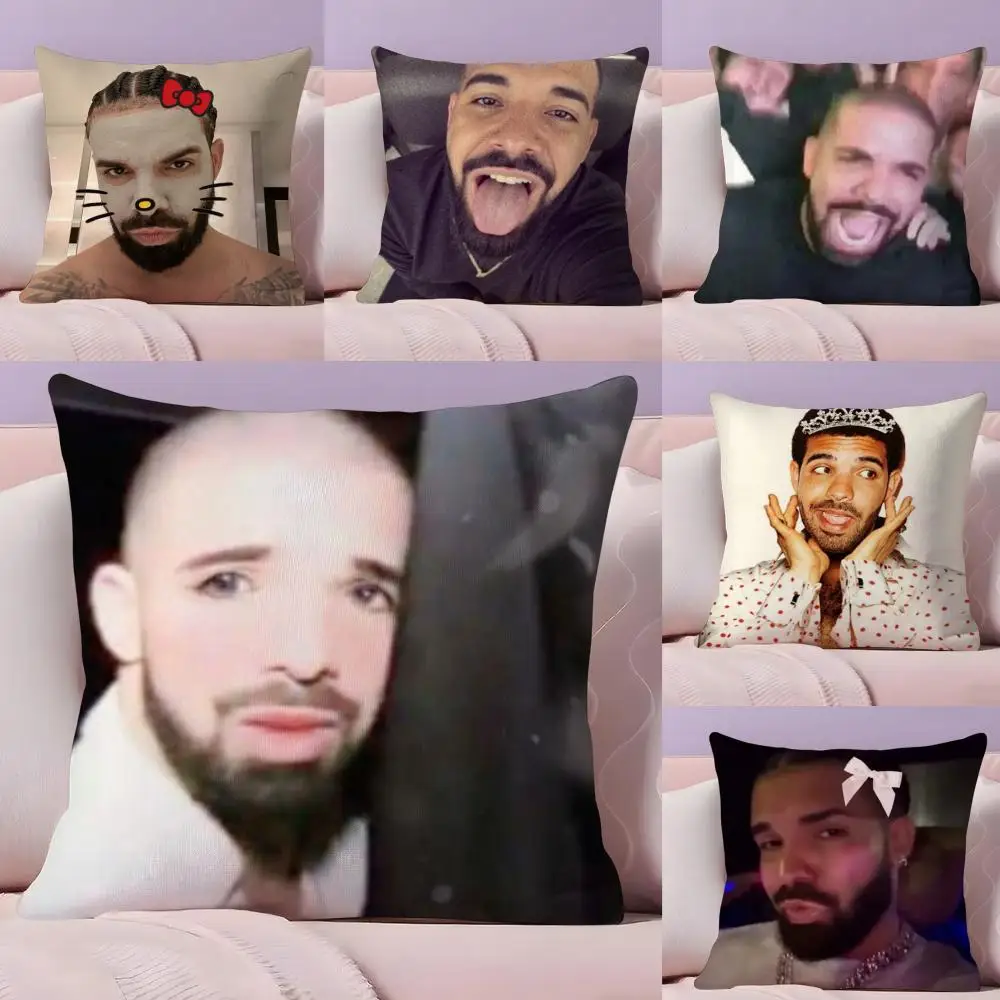 Funny D-drake meme Pillow Case Silky Short Plush with Invisible Zipper Dustproof Sofa Cushion Cover for Home Decor