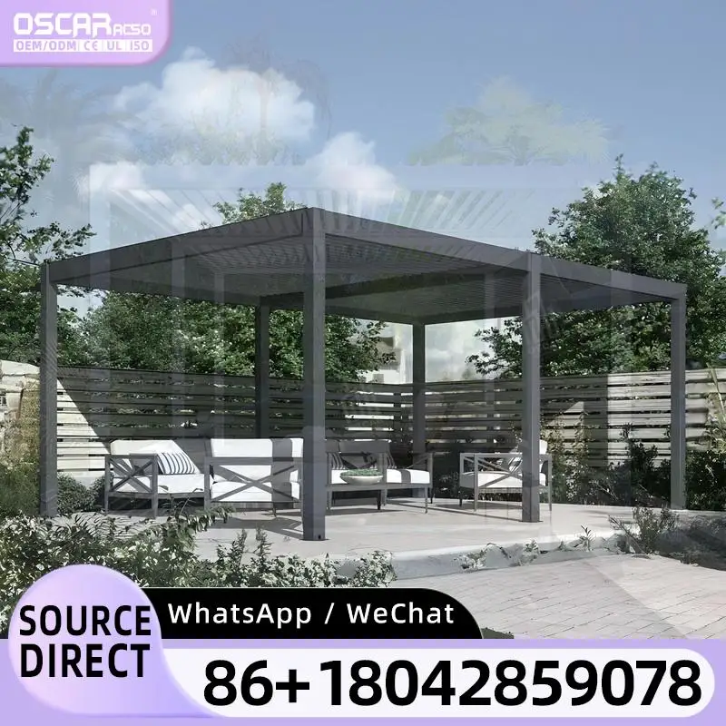 4x3 3x4 Motorized Electric Aluminum Outdoor Sides Roof Pergola for Backyard Garden Patio pergola view 2