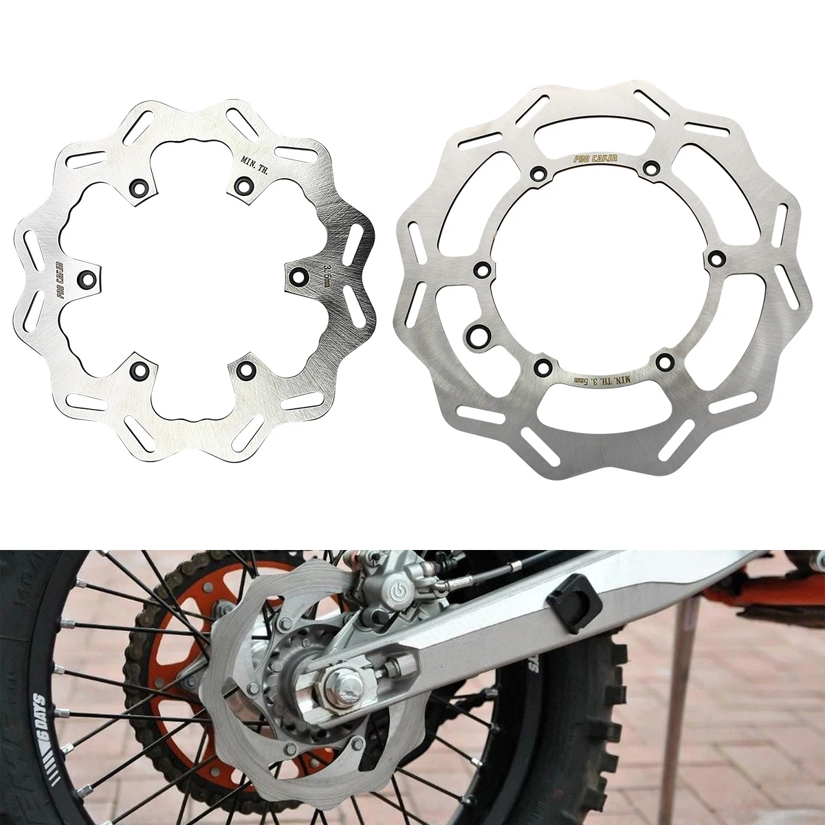 Motocross 260/220mm Front Rear Brake Discs Rotors For KTM EXC EXCF SX SXF XC XCW XCF TPi Six Days 125 200 250 300 350 400 450