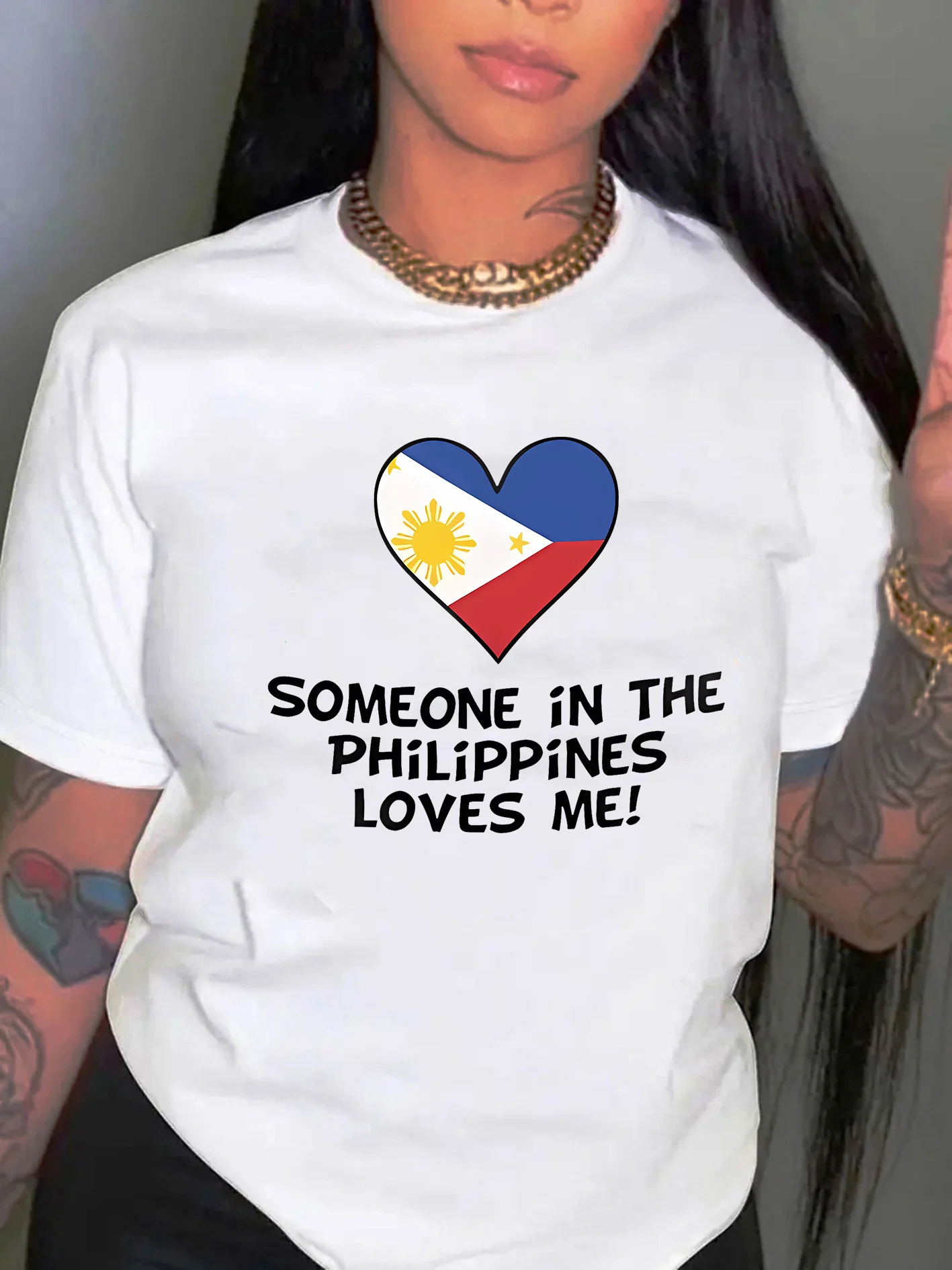 

Philippines Love Heart Flag Graphic Printing Summer Autumn Winter Cotton Men and Women T-shirt Short Sleeve Luxury Outdoor