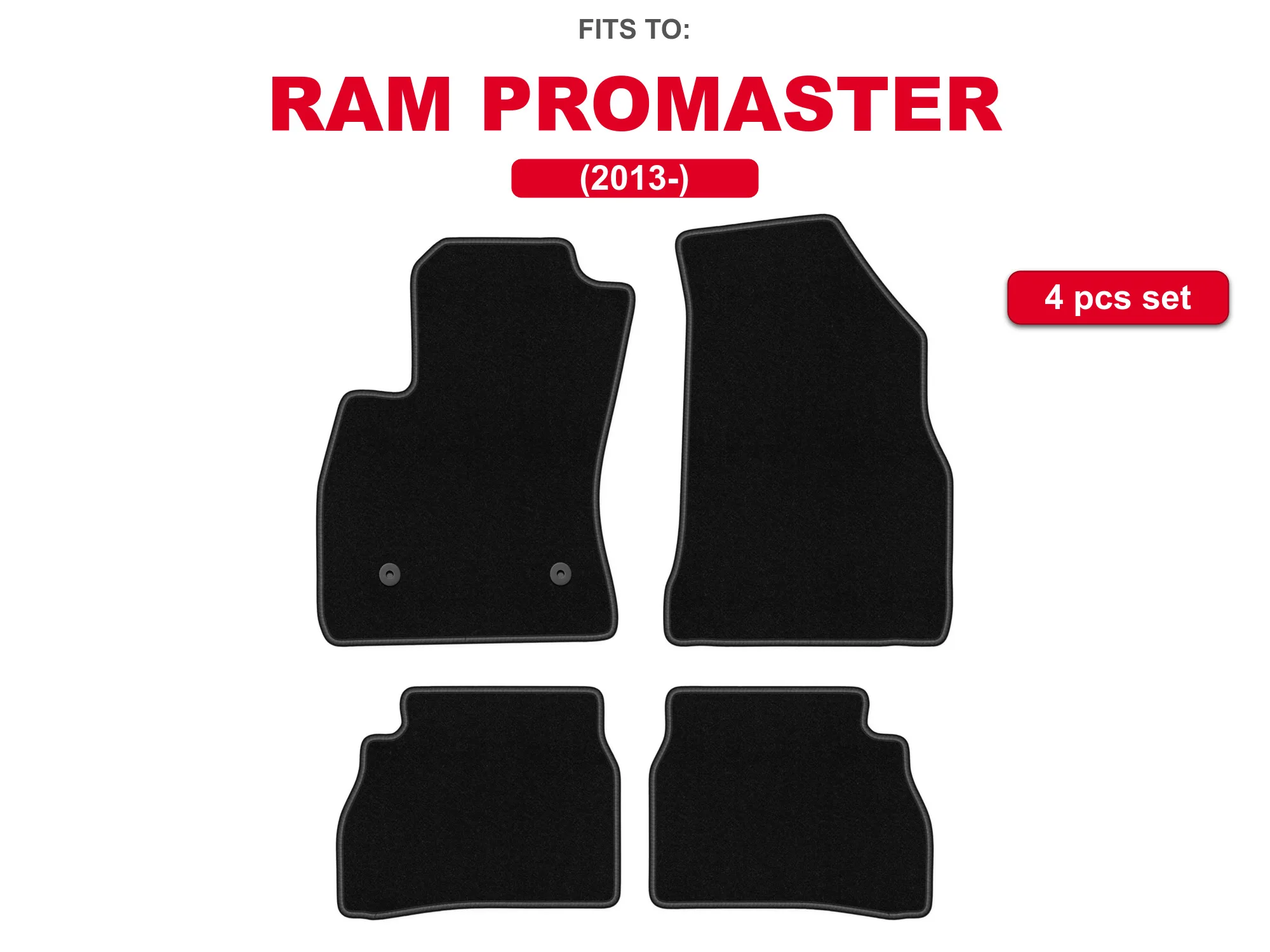 Auto-velourmatten voor: RAM ProMaster 2013-zwarte kombivan automattenset