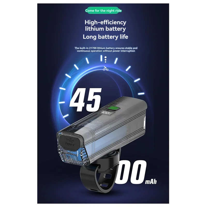 أضواء ركوب الدراجات أضواء ركوب الليل مع مفتاح عالي ومنخفض 800 لومن شحن USB-C لراكبي الدراجات والركاب-TCE