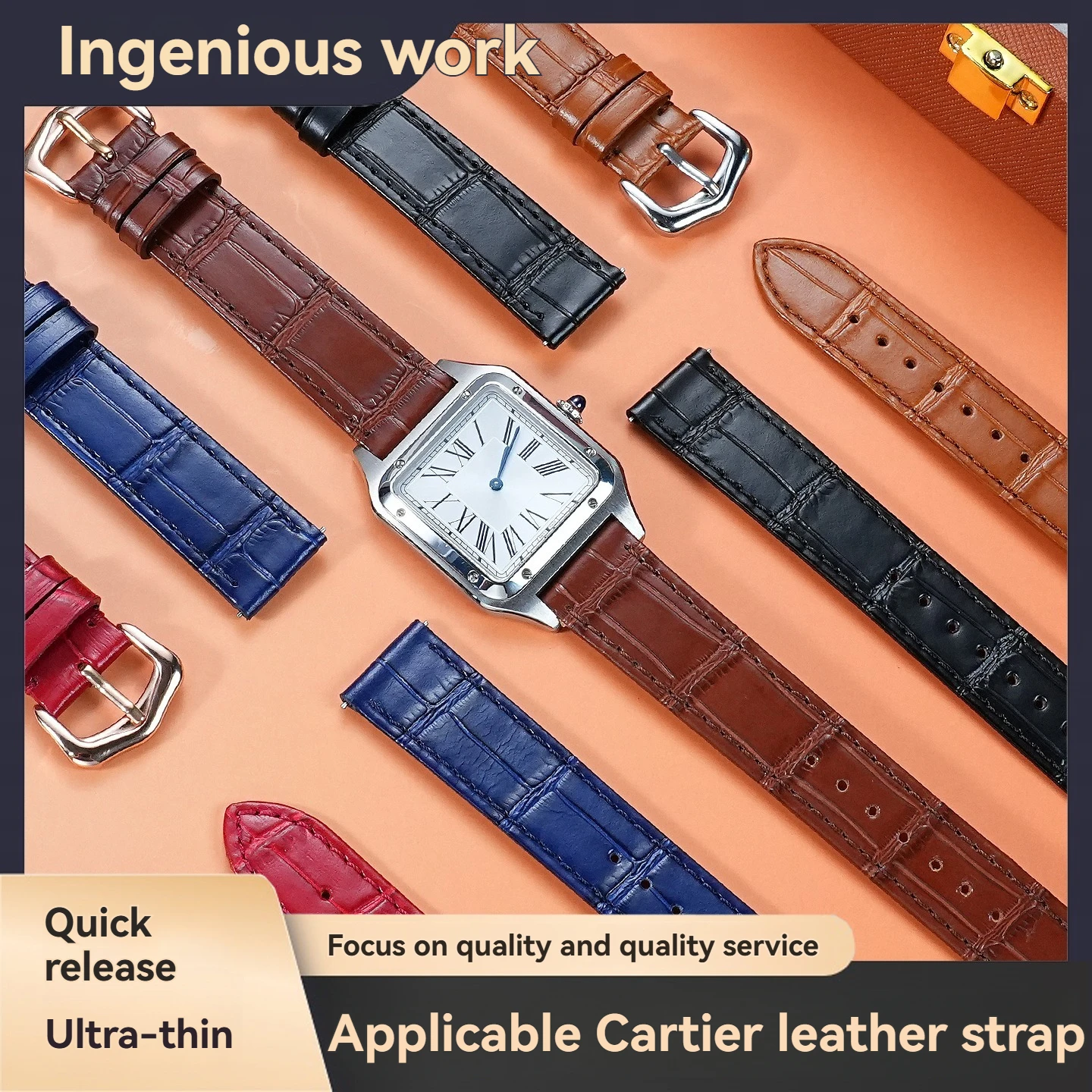 Universal Strap for Cartier Tank, London, Solo, and Santos Ultra-Thin Leather Watch Bands for Men and Women 15mm 17mm 18 20mm