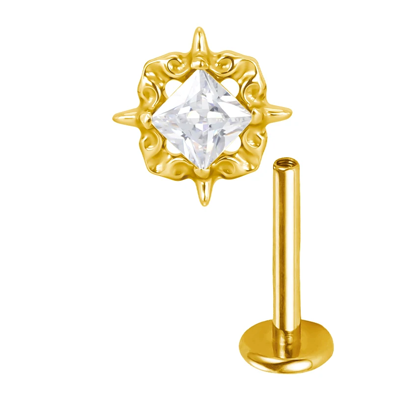 Titanium Ear Studs Piercing Half Sun and Star Lip Stud Earrings