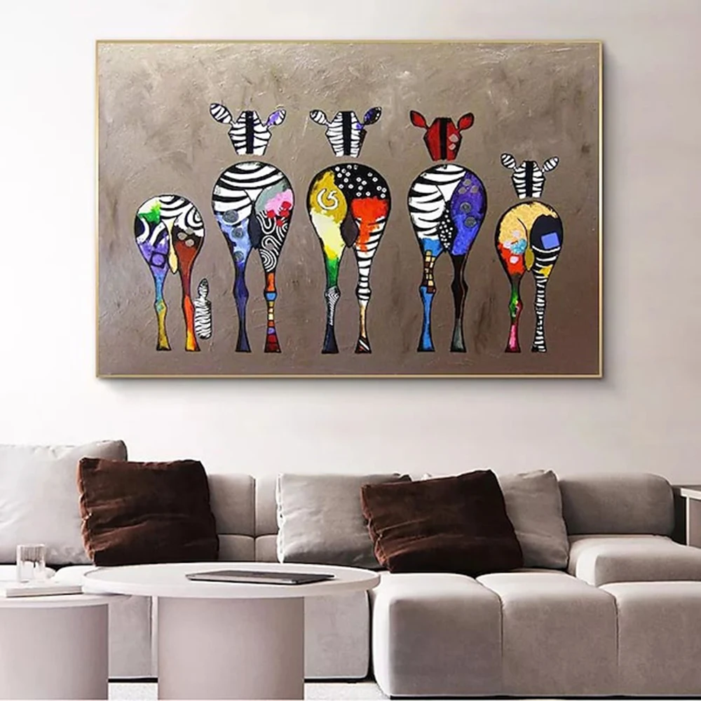 

Zebra Herd Buttock Abstract Paintings Wall Art Canvas Prints Colourful Graffiti Animals Posters Living Room Home Decor Pictures
