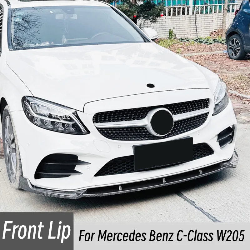 

For Mercedes Benz C-Class W205 2019-2021 Car Front Bumper Splitter Lip BodyKit Protector Guard Exterior Tuning Accessories