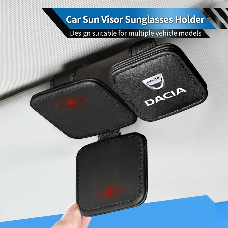 Car Visor Sunglasses Holder Leather Glasses Clip Card Clip Stickers For Dacia Duster Logan Sandero Lodgy Dokker Sandero Stepw