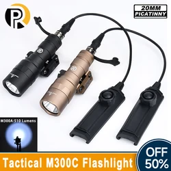 WADSN Tactical M300C M300A Powerful Flashlight LED Hunting Rifle Light Mini Weapon Scout Light WithDual Switch Airsoft Accessory