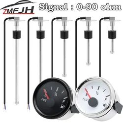 52MM Fuel Level Gauge For 0-90 ohm Fuel Level Sensor 100MM 125MM 150MM 200MM Oil Liquid Tank Fuel Level Indicator Customized