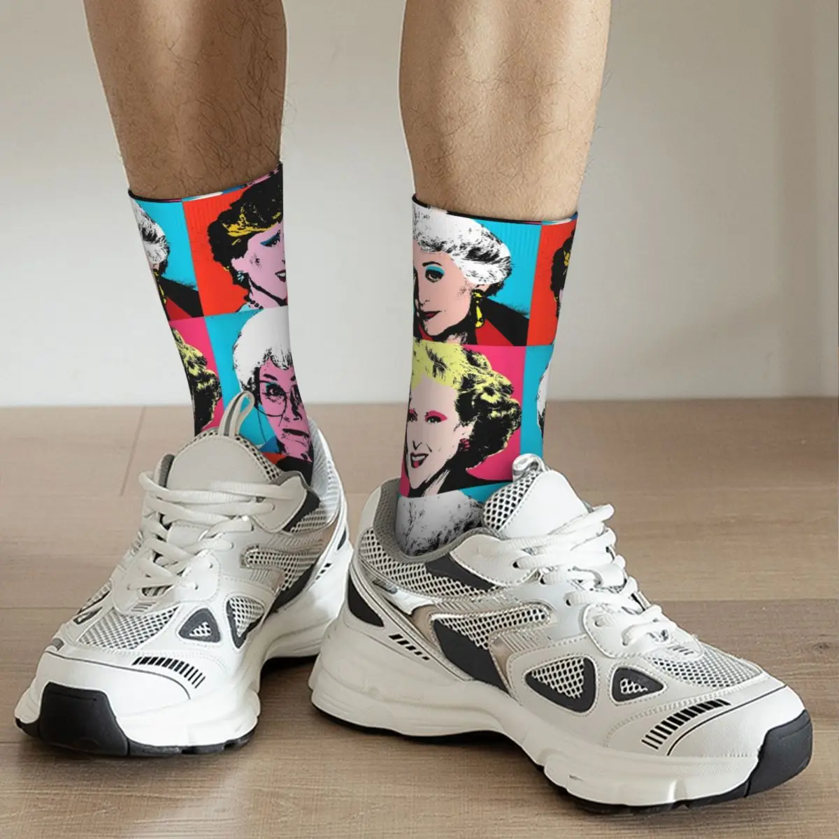 Golden warhol menina meias harajuku meias absorventes de suor durante toda a temporada meias longas acessórios para presente de aniversário da mulher do homem