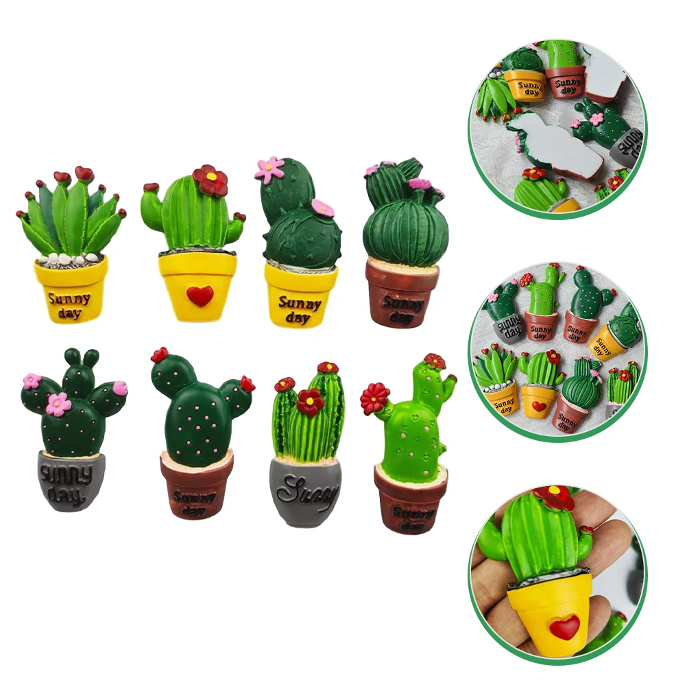 

8Pcs Artificial Succulent Cactus Resin Crafts Decorative Accessories DIY Ornaments for Photo Frames Refrigerator Phone Case