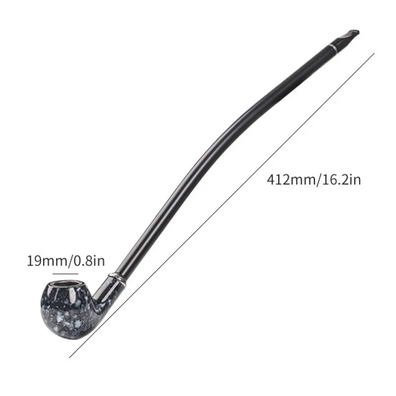 New Personality 41cm Lengthened Marbling Resin Loop Filter Long Handle Large Reading Pipe Dry Tobacco Accessories with Gift Box