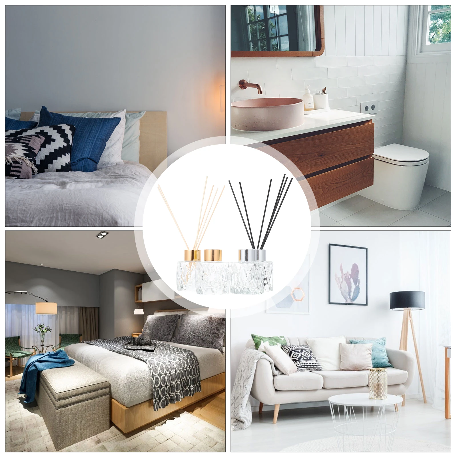 

1Set Transparent Glass Diffuser Bottles Aromatherapy Containers Home Decor Fragrance Release for Bathroom Event