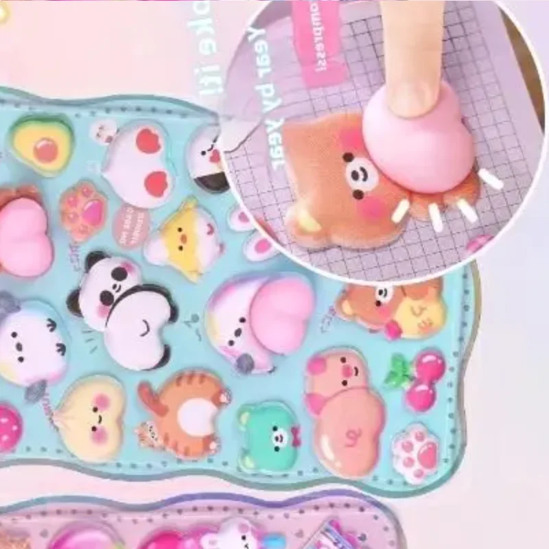 Kawaii Cartoon 3D Fart Peach Stereo Sticker Stereoscopic Lovely Animals Relieve Stress Stickers DIY Decor Stickers Supplies