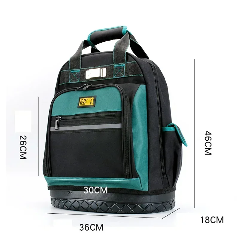 New high quality heavy duty canvas tool backpack tool bag multi-pocket plastic bottom for electrician woodworker