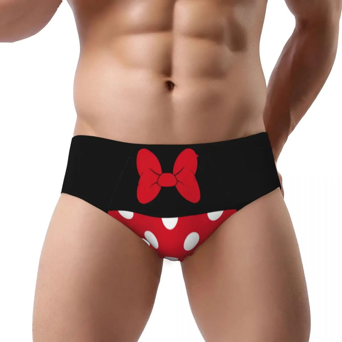 Custom Minnie Mouse Cartoon Polkadot Anime Briefs Underwear Men Comfortable Stretch Panties