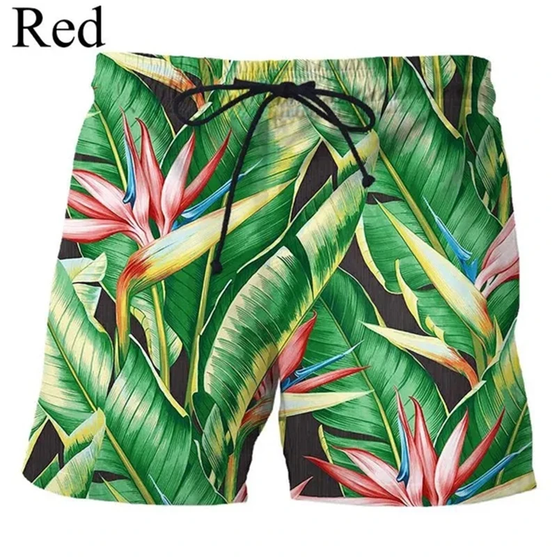 Man Swim Shorts Tropical Plant Leaves Short Pants 3D Printed Casual Hawaiian Shorts Beach Trunks Summer Comfortable Breathable
