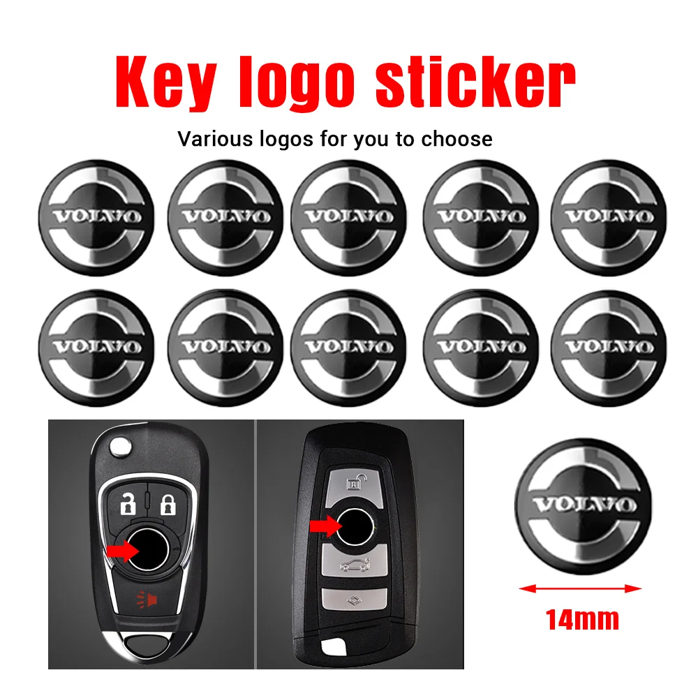 10pcs Car Key Badge Emblem Replacement Stickers For Volvo RDESIGN T6 AWD S40 S60 S90 XC40 XC60 XC90 V40 V50 V60 V70 V90 S80L S70