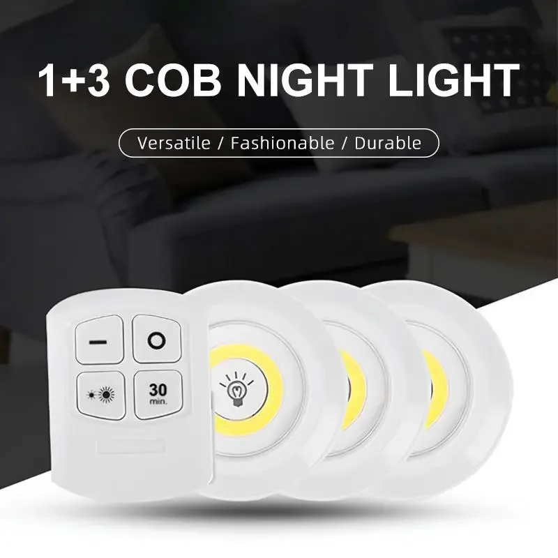 LED Touching Night Lights 1+3 COB Remote Sensing Clapping Light Night Stand Decor Lampe Bedroom Cabinet Warm Lamp Bedside Lamps