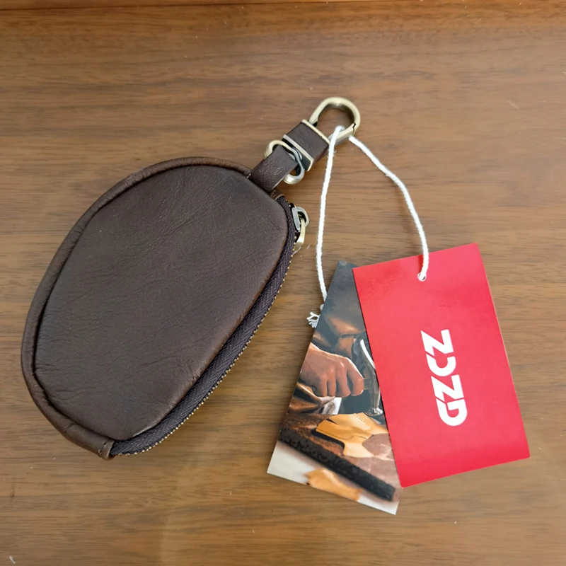 GZCZ Mini Genuine Leather Key Case Small Men Wallet Zipper Coin Purse Male Key Holder Bag Money Pocket High Quality for Boys