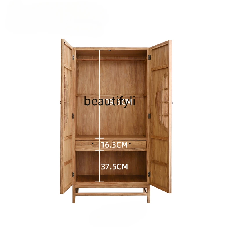 

New Chinese Style Vertical Hinged Door Solid Wood Wardrobe Log Little Closet Adult Storage Cabinet Multifunctional Cabinet