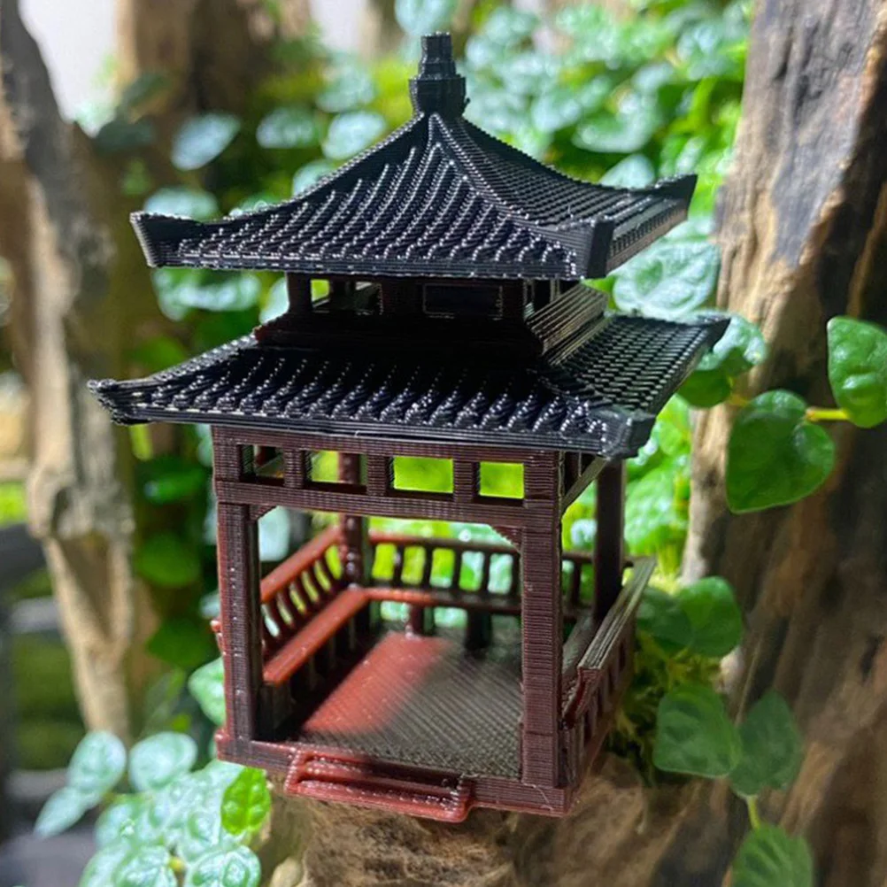 

Outdoor Pavilion Small Ornaments Gazebo Aquarium Japanese Lantern Plastic Pagoda Statue