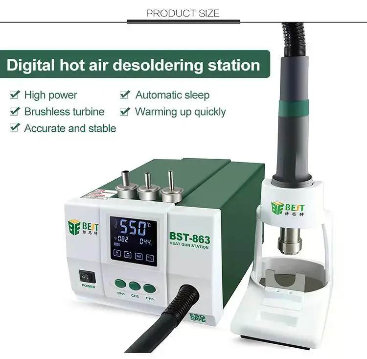 BST-863 Heteluchtpistool Desoldeerstation Digitaal display LCD Touch Thermostaat Antistatisch heteluchtpistool