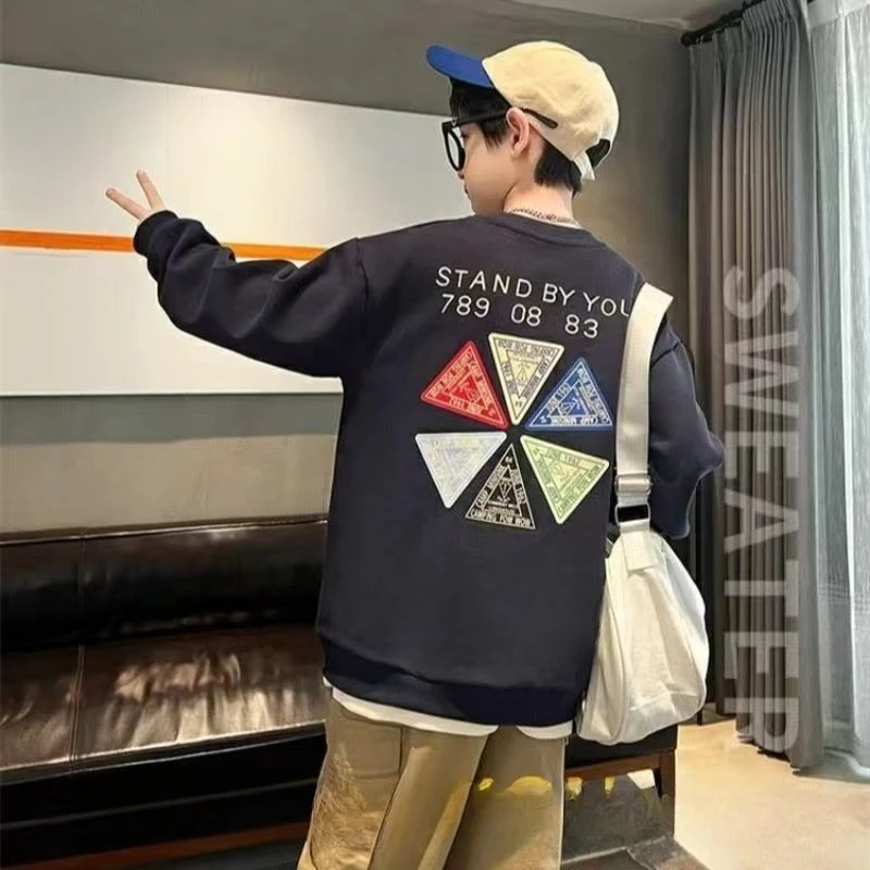 Boys Hoodie Spring Autumn Long Sleeve Top Korean Style Streetwear Casual T Shirt Children Fashion Sweatshirt Kids Pullover